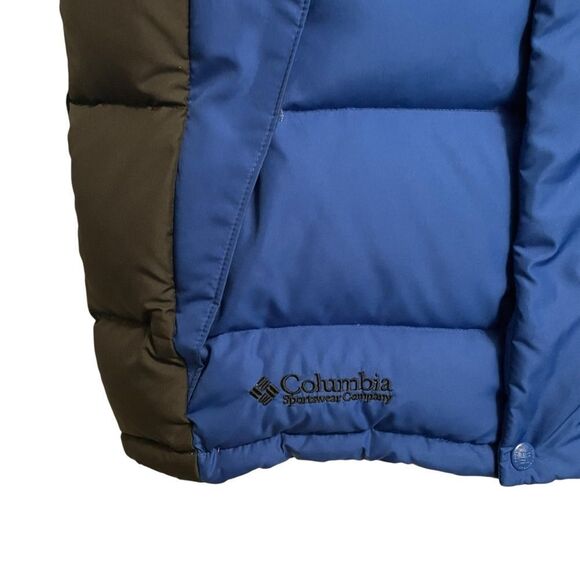 Vintage Columbia 90's Made in the USA Down Filled Puffer Vest Black Blue MED - Picture 3 of 7